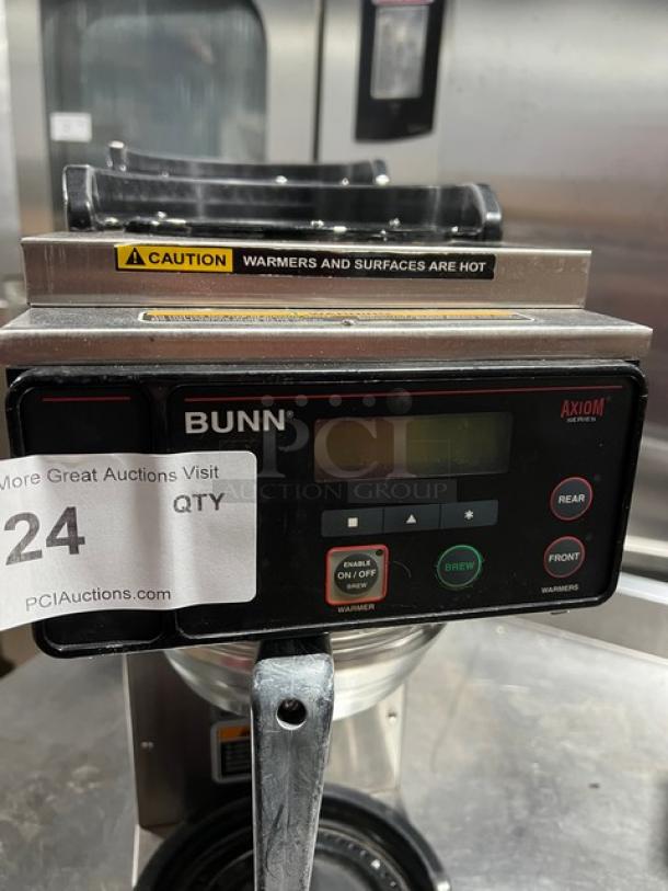 Bunn AXIOM3 Brewwise Series coffee brewer with 3 warming plates, stainless steel, heavy-duty brew basket, model AXIOM-3.