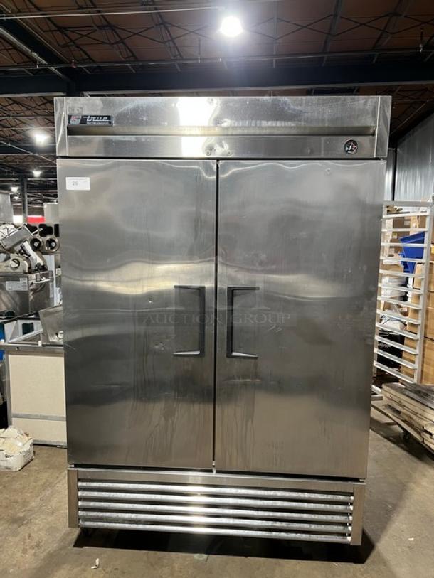 True Commercial Stainless Steel 2-Door Reach-In Refrigerator, Model T-49, Energy Star Certified, on Casters, SN: 6879788.