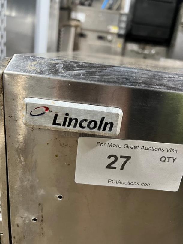 Lincoln 1301 countertop impinger conveyor oven, stainless steel, electric powered, 208V 1 Phase, on legs, serial 1311230000386.