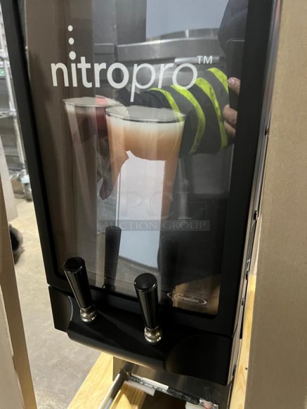 Cornelius Nitropro Mini black electric cold brew dispenser, model NITROPRO MINI 2290, new condition, countertop design.