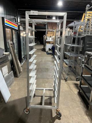 Alexander Industries commercial aluminum 12-pan sheet rack on casters, heavy-duty, industrial setting, item number 36.