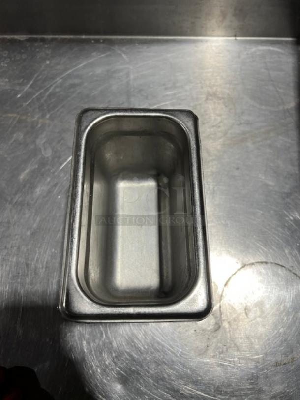 Vollrath Super Pan V Series 1/9-Size Stainless Steel Pan, 4" Deep, Model 30942, commercial grade, excellent condition.