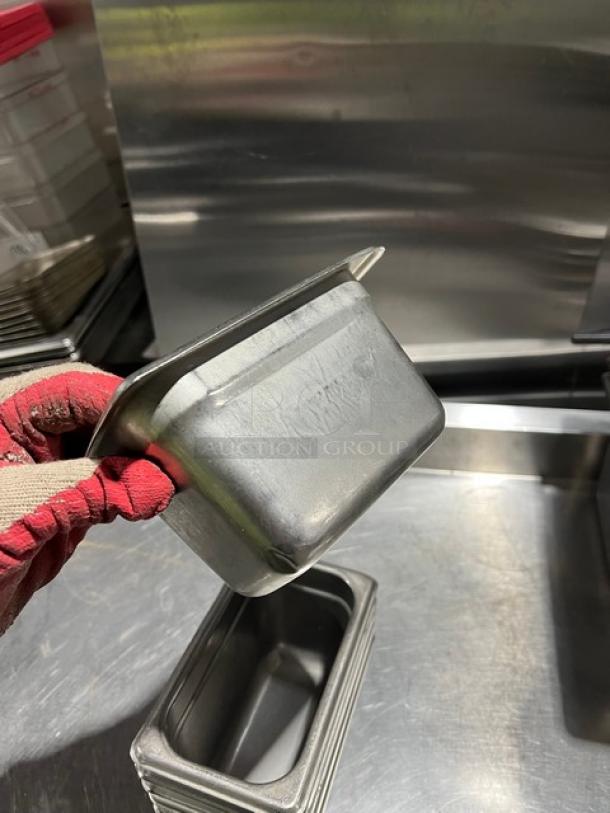 Vollrath Super Pan V 1/9-size, 4" deep stainless steel pan, Model 30942, in good condition. Ideal for steamtable use.