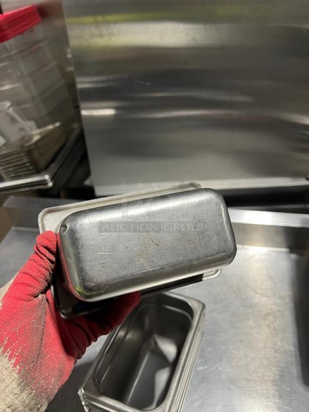 Vollrath Super Pan V Series 1/9-size 4" deep stainless steel hotel pan, model 30942, shown in good condition.