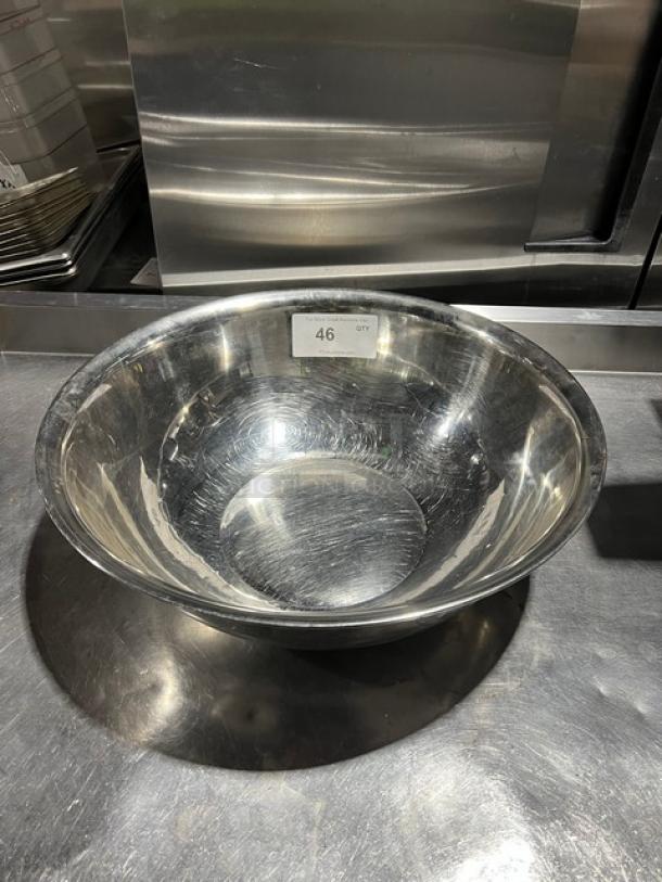 Vollrath 47949 stainless steel mixing bowl, commercial grade, round shape, gently used with visible surface wear. Label reads "46."