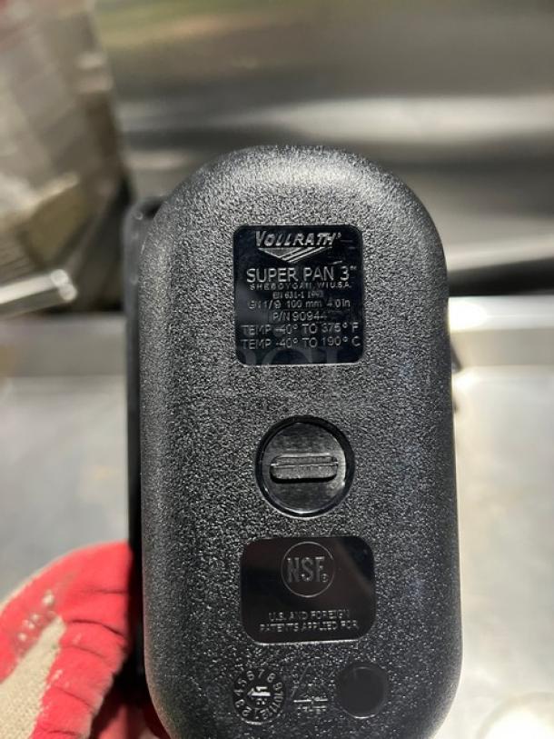 Vollrath Super Pan 3 Series, model 90944, 1/9-size, 4" deep black food pan. NSF certified, durable for commercial use.