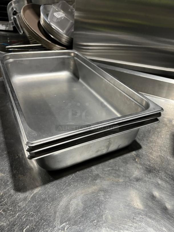 Winco SPJL-104 stainless steel, full-size, 4" deep anti-jam hotel pan in excellent condition.