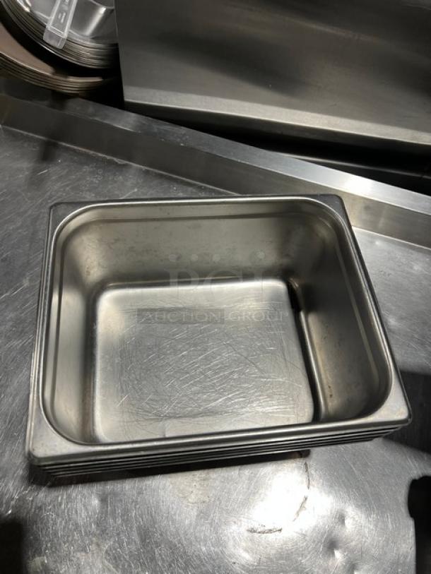 Winco SPJP-206 stainless steel anti-jam pan, 1/2-size, 6" deep, commercial grade, lightly used condition.