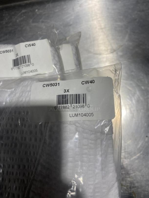 NEW Chefwear CW5031-CW40 3X-size textured chef coat in packaging, labels indicate model and size.
