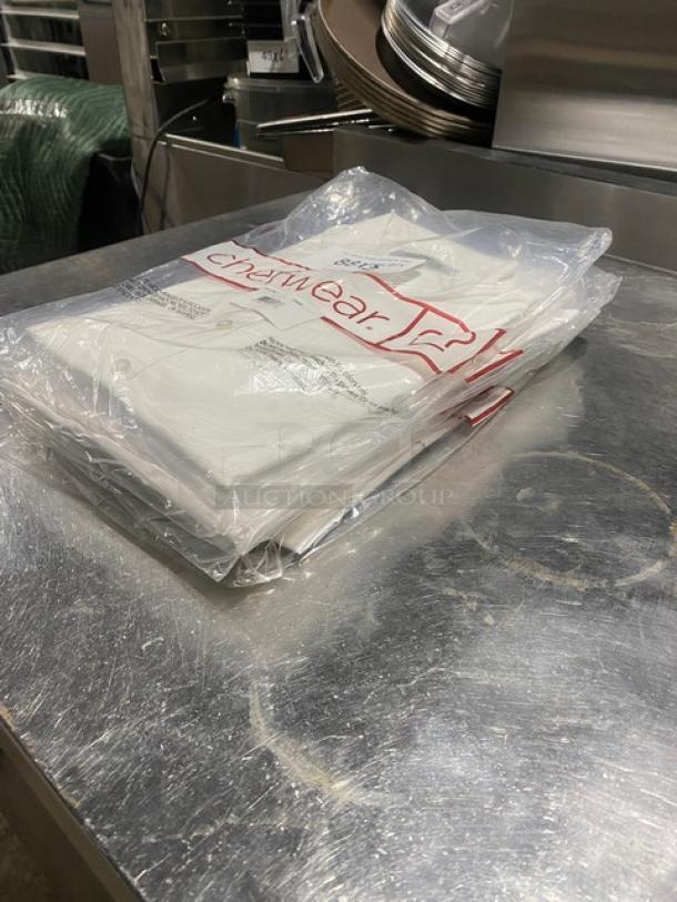 NEW Chefwear CW1361CW40 white large short sleeve chef shirt in packaging; pristine condition.