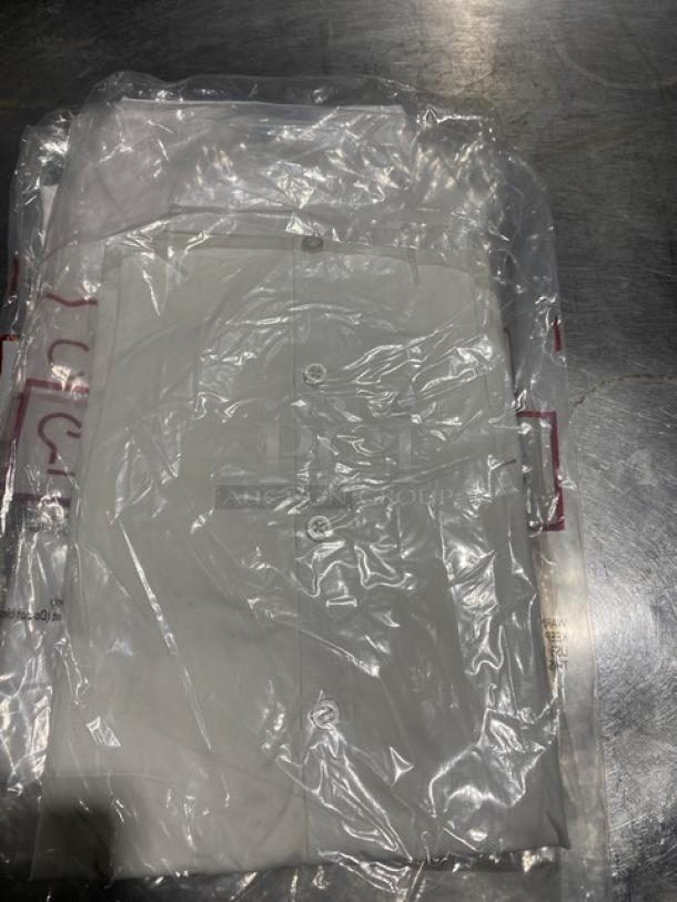 NEW Chefwear commercial chef shirt in white, model CW1361-CW40, size large, in packaging, short sleeve, pristine condition.