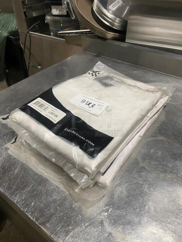 NEW Chef Revival chef jacket, Model LJ027-5X, ladies style, white polyester/cotton, size 5X, in original packaging.