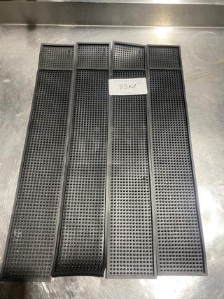 Cocktailor commercial black non-slip bar mats, set of four, textured surface, excellent condition, includes auction tag.