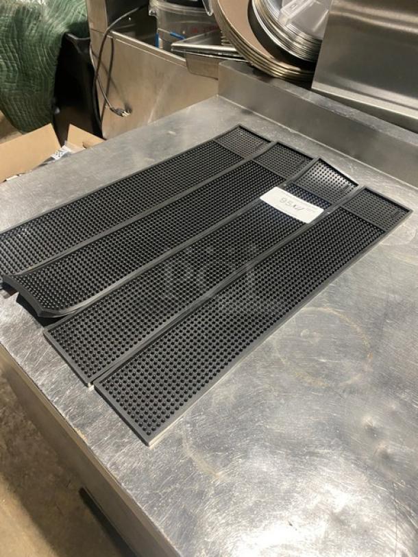 Cocktailor Commercial Black Non-Slip Bar Mat; durable, four-piece set, textured surface, excellent condition, labeled as "0360".