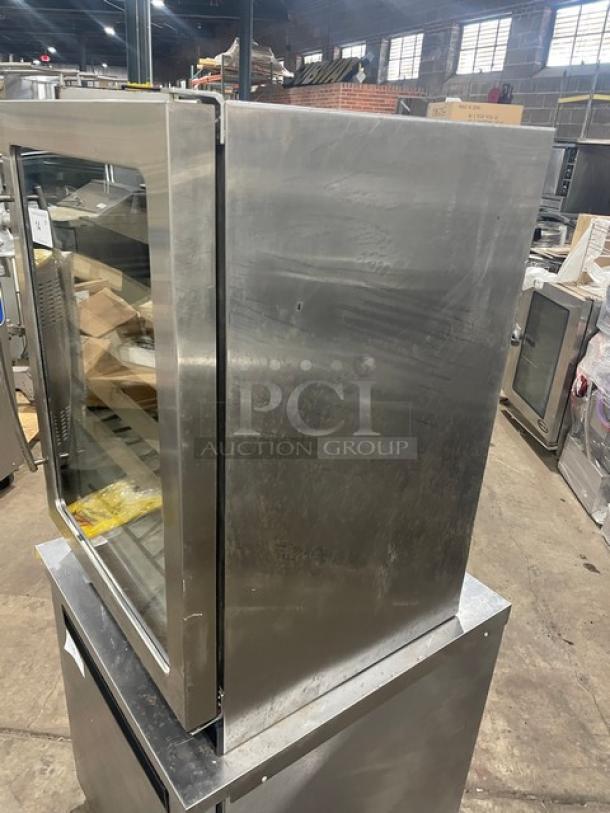 U-Line stainless steel single glass swing door beverage center, model U-2075WCS-00, commercial, 115V 1 phase.