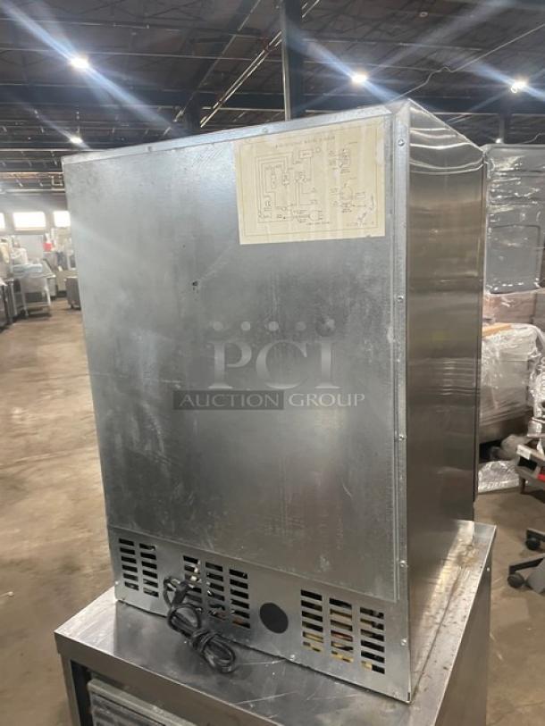 U-Line Commercial Stainless Steel Beverage Center, Model U2075WCS00, back view, electrical schematic visible, used condition.