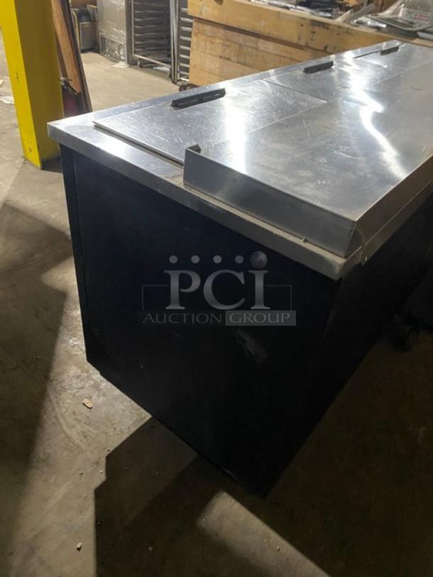 Beverage-Air DW79B commercial cooler, 80" black, stainless steel top, triple slide lids, 115V 1 phase, SN: 9805862.