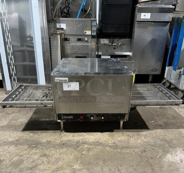 Lincoln Model 1301 stainless steel countertop conveyor oven on legs, 208V, 1 Phase. Serial Number 1311230000386.
