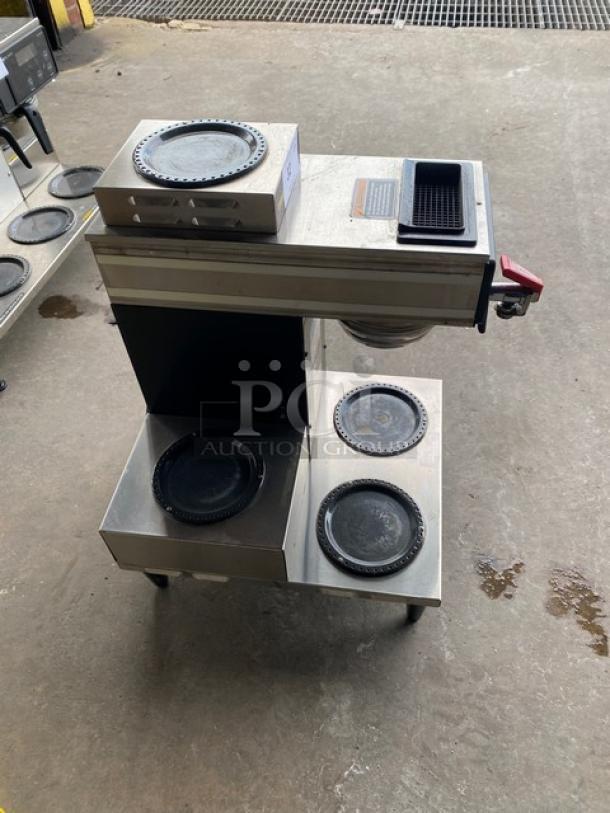 Bunn CWTF35 Commercial Coffee Brewer with 4 warmers, hot water dispenser, heavy-duty brew basket. 120/240V, stainless steel.