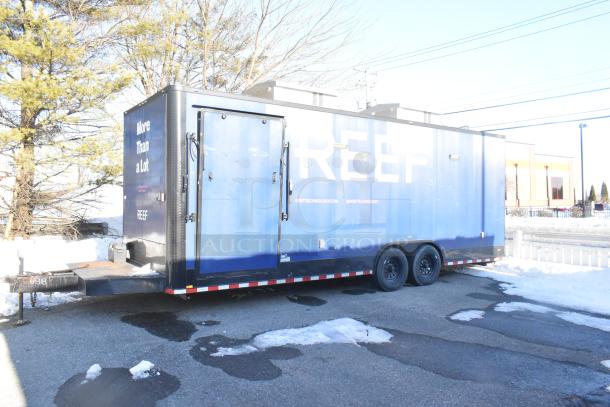 Southern Dimensions mobile kitchen food trailer, blue exterior, ready for custom equipment; features Kenmore chest freezer, Sub Zero insulation, sold with clear title.