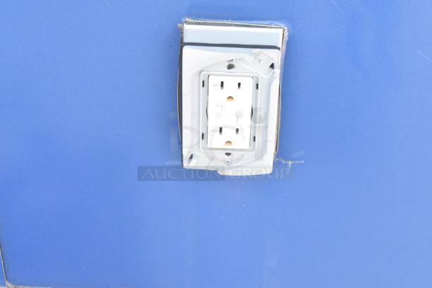 Blue Southern Dimensions food trailer with exterior electrical outlet, ready to outfit. Clear title included.