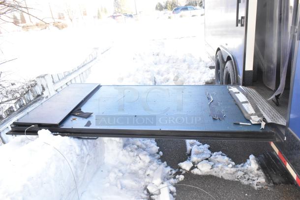 Southern Dimensions Shell Food Trailer entrance with extended ramp. Ready for kitchen setup. Includes Kenmore Chest Freezer.