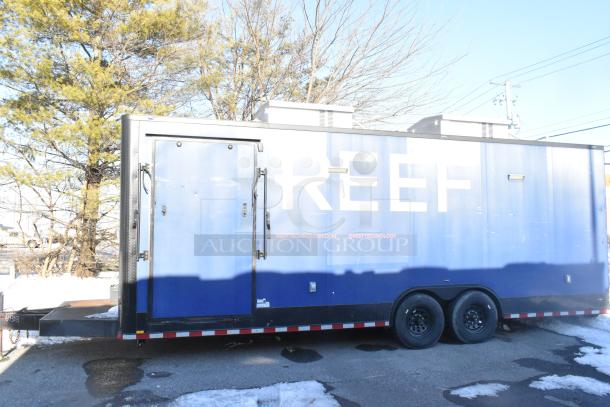 Southern Dimensions Shell Food Trailer, blue exterior. Includes Kenmore chest freezer, Sub Zero insulation panels. Ready for equipment, sold with clear title.
