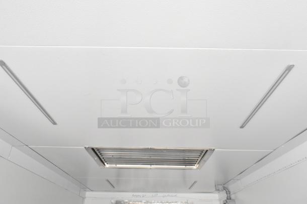 Southern Dimensions shell food trailer interior, showing ceiling ventilation and insulation panels, ready for kitchen outfitting.