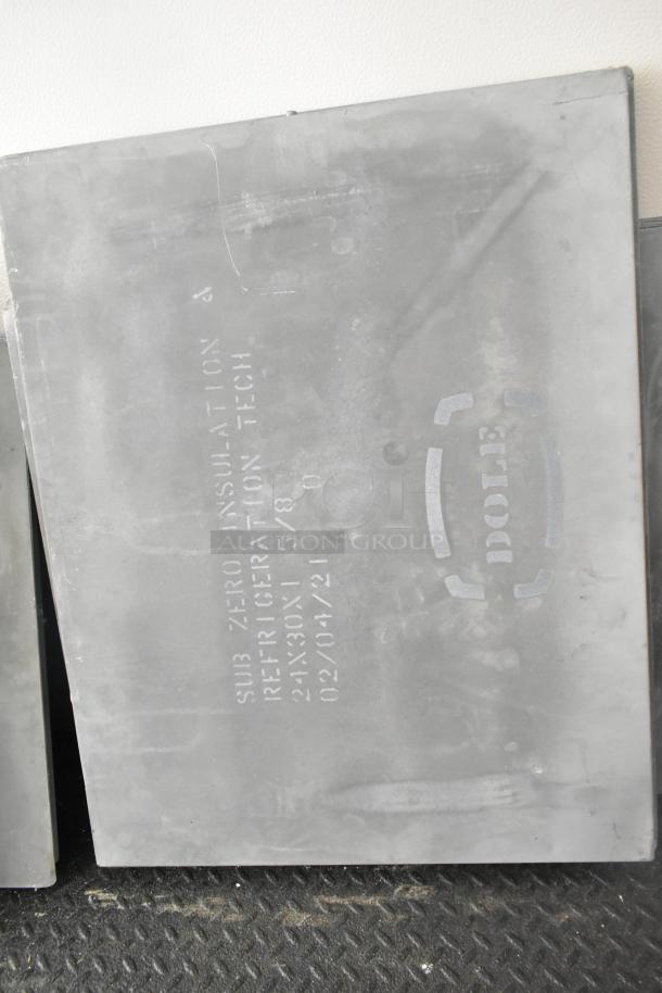 Sub Zero Insulation panel for a Southern Dimensions food trailer. Markings include refrigerant tech details and dimensions.