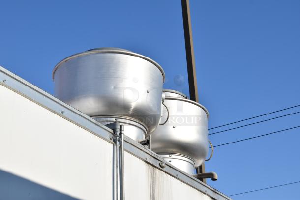 ATX 28' trailer with mushroom fans, for food/beverage retail. Fully equipped with Arctic Air prep tables, coolers, and more.