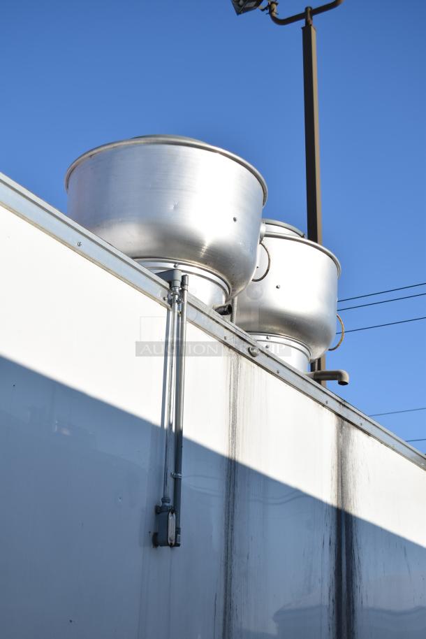 Exterior view of ATX 28' unbranded trailer with ventilation units. Ideal for food service and retail use. New condition.