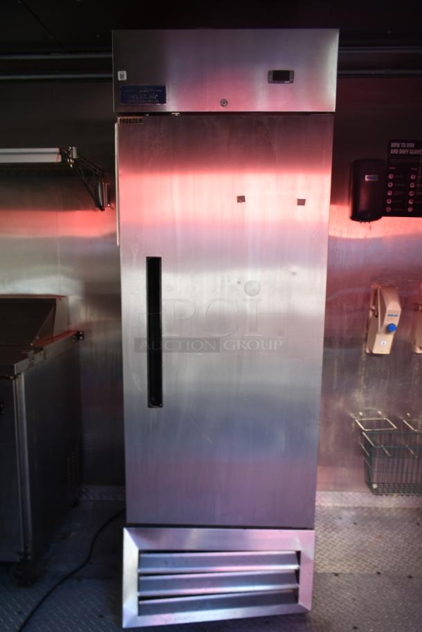 Arctic Air commercial-grade freezer in ATX 28' food trailer, featuring stainless steel construction and digital controls.