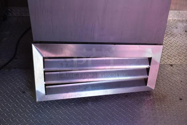 ATX 28' trailer vent detail with stainless steel louvered cover, set on diamond plate flooring.