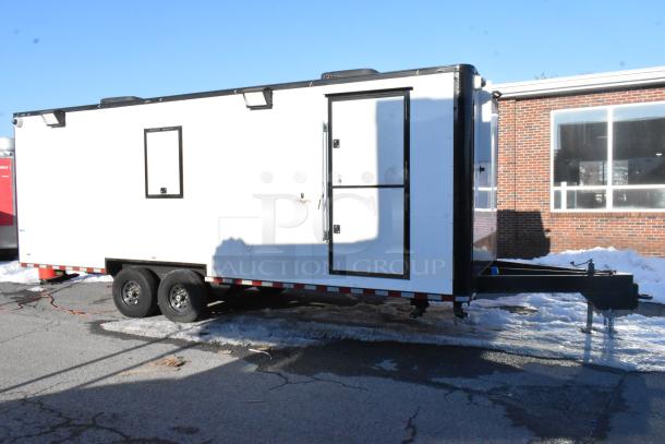 New 2021 unbranded cold food retail trailer with commercial equipment; includes True freezer, coolers, sinks. Clear title.