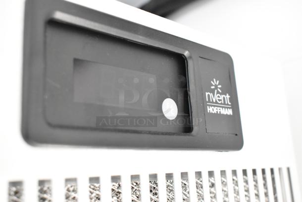 Close-up of nVent HOFFMAN control panel on cold food and beverage retail trailer, highlighting appliance temperature settings.