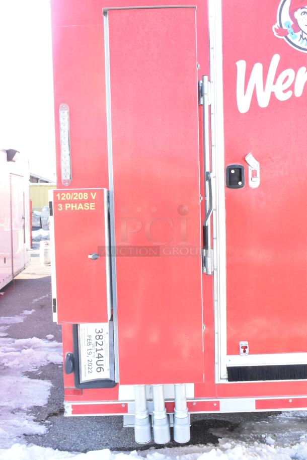 Brand new 2021 Titanium Cargo 28' food trailer in red. Equipped with a security system, ready for customization. Clear title.