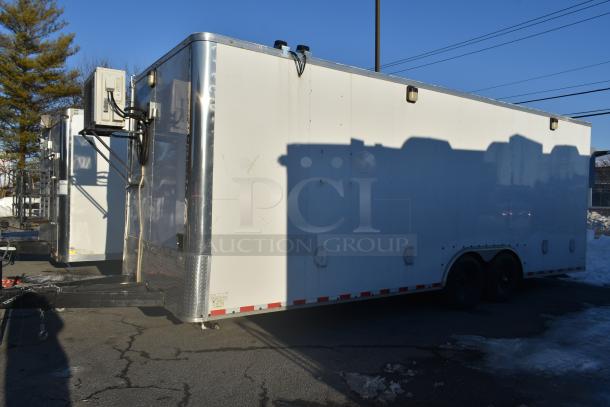 Brand new 2021 Nationwide 24' shell food trailer in white, ready for outfitting, equipped with Gree A/C, sold with clear title.