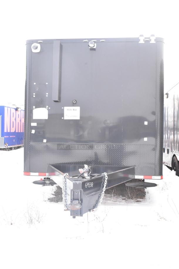 New 2021 unbranded retail trailer, black exterior, clear title, equipped with commercial-grade appliances for food/beverage service.
