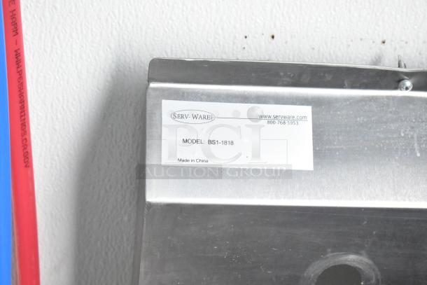 Serv-Ware label on equipment showing model BS1-1818, indicating manufacturing details and origin in China.