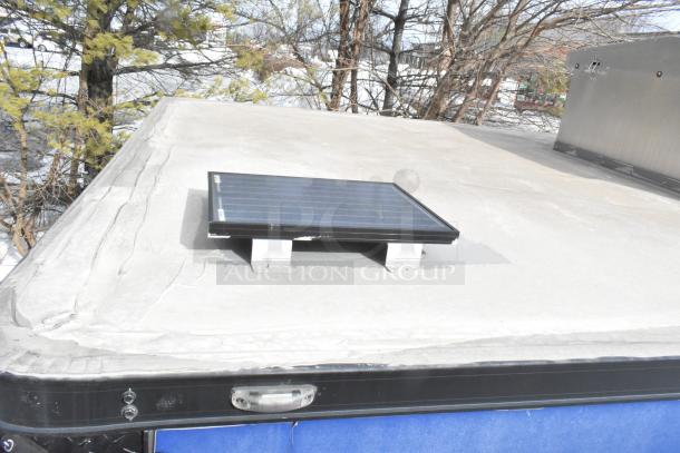 2020 Southern Dimensions trailer roof with solar panel, part of 8.5' x 24' mobile walk-in cooler; durable and insulated.