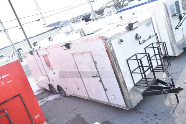 2020 Continental Cargo 8.5' x 28' enclosed mobile kitchen trailer with tandem axle, HVAC, hood system, and fire suppression.