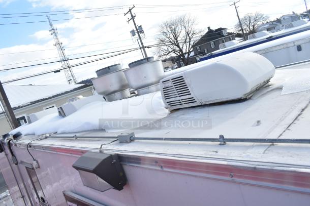 2020 Continental Cargo 8.5' x 28' mobile kitchen trailer roof view with HVAC units and exhaust system visible.