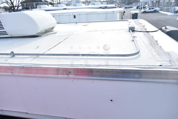 2020 Continental Cargo 8.5' x 28' enclosed mobile kitchen trailer roof view with HVAC system, shows condition and design.