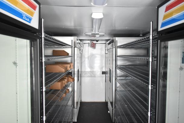 2021 Southern Dimensions 8.5' x 24' trailer, interior view with True commercial coolers, clean and lightly used condition.