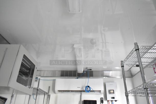 2021 Diamond Cargo climate-controlled trailer interior; Gree mini-split HVAC, shelving, 48-port network, and IT infrastructure.