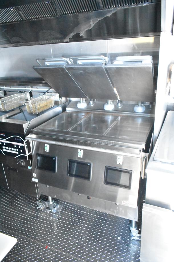 Rock Solid Cargo mobile kitchen trailer with commercial kitchen equipment: CaptiveAire hood, fryers, and more. New 2022.