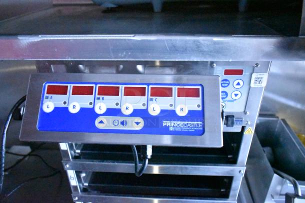 Prince Castle commercial kitchen equipment control panel with labeled buttons for operations. Ideal for fast-food setup.