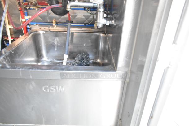 GSW stainless steel sink inside a fully equipped 28' Wendy's food trailer, featuring commercial plumbing.