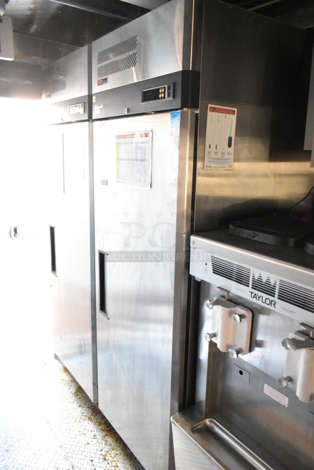 28' Wendy's fast food trailer with Taylor milkshake machine, Liebherr coolers, and True merchandiser in commercial kitchen.