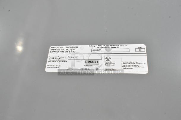 Label on Wendy's 28' fast food trailer indicating equipment type and specifications, includes Square D branding and serial number details.